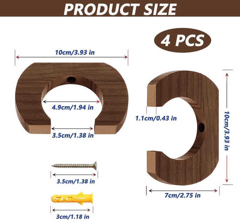 LOOEEL 4 PCS Kayak Paddle Rack Hanging Board,Paddle Holder Hangers Racks Wall Storage Keeper Hanging Oar Wall Decor Oar Board Accessories for Paddle Storage Wall Rack,Kayak,SUP,Canoe Paddles.-Brown - Image 2